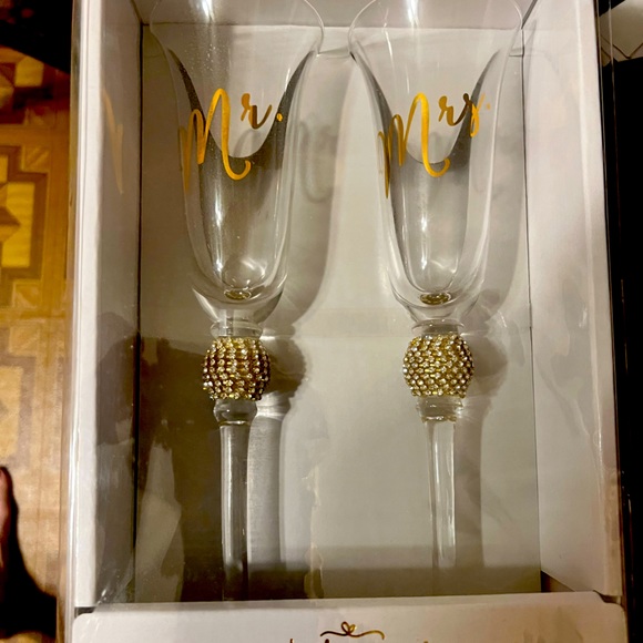 Kate Aspen Other - Mr. & Mrs.Kate Spade toasting fluted champagne glasses